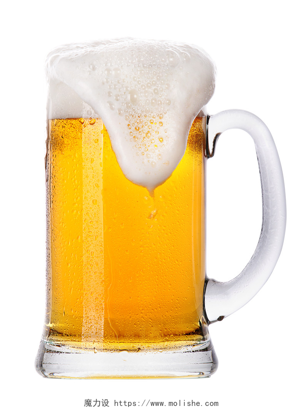 冷冰冰的淡啤酒杯 背景为白色孤立的淡啤酒套杯冰镇